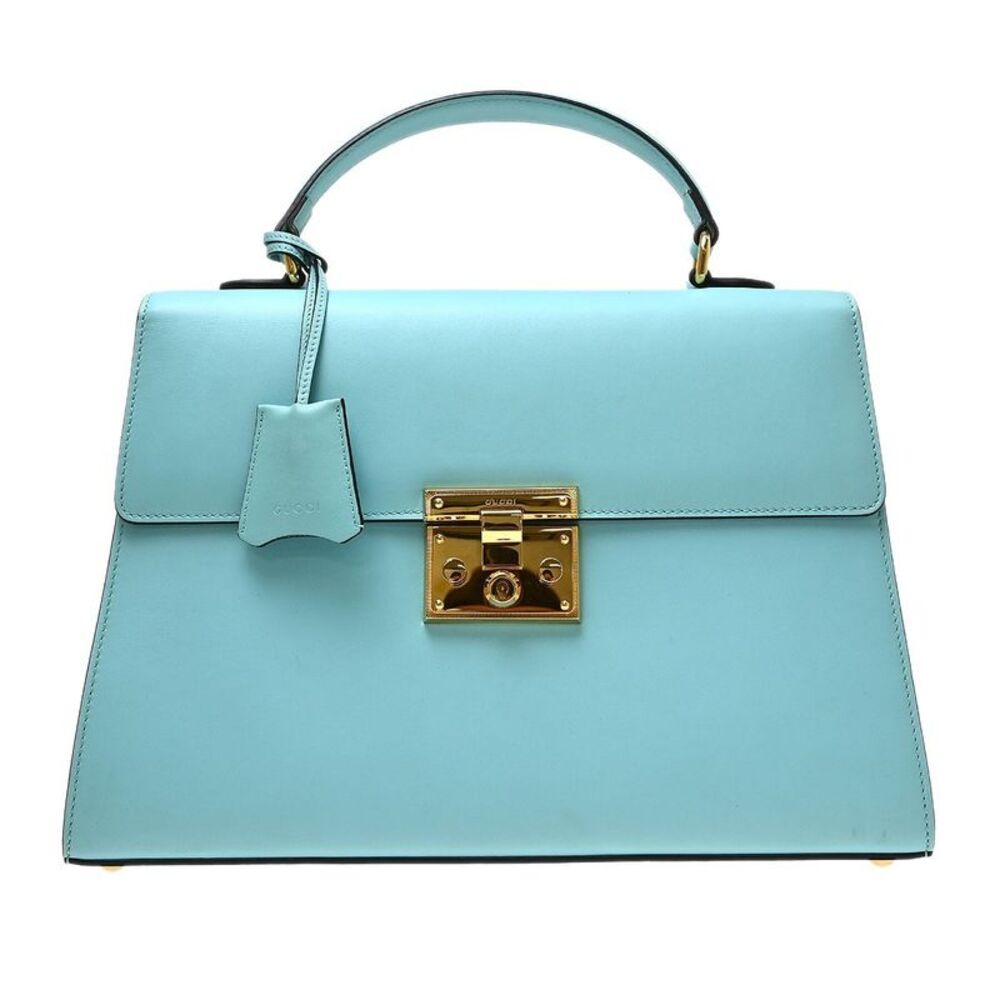 Gucci Padlock Top Handle Leather Blue Leather Handbag